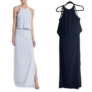 Halston Heritage Black High-Neck Gown with Draped Ruffle Back Size 4